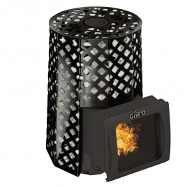 Дровяная банная печь GrillD Violet Romb Short Window Max, камень 100 кг